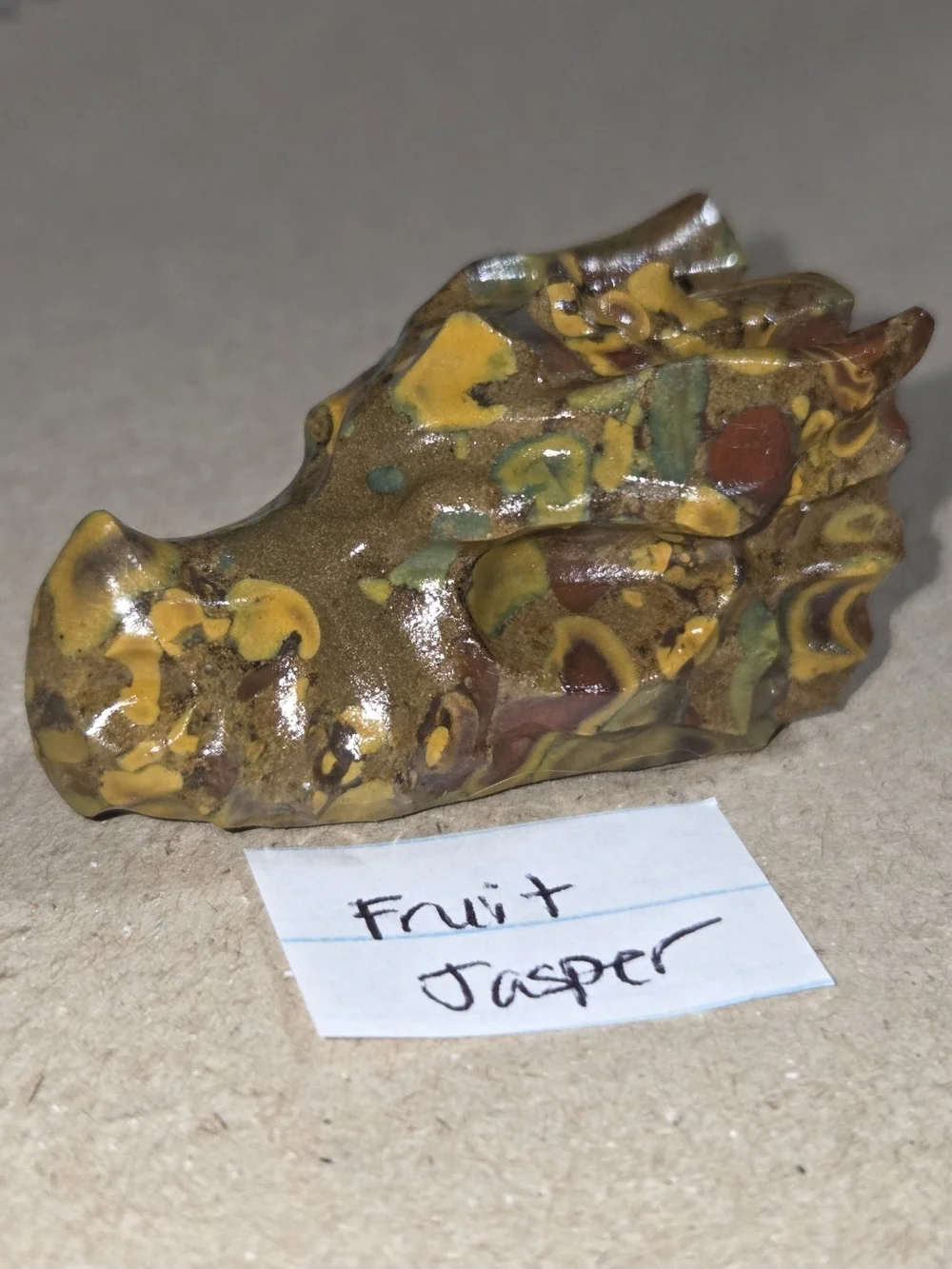 Detailed Fruit Jasper Crystal Carved Dragon Head Stone Sculpture Decor
